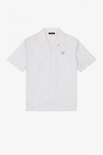 Fred Perry Mesh Revere Collar Miesten Paidat Valkoinen | FI 1536FDNM